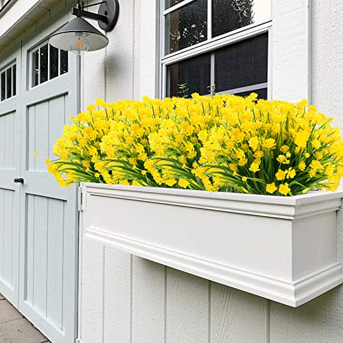 Nov Fire Artificial Flowers For Outdoors,20 Bundles Uv Resistant Outdoor Fake Daffodil Flowers,Artificial Faux Plastic Outdoor Flowers Greenery Shrubs Plants For Indoor Outside Decor(Yellow) #TOP1
