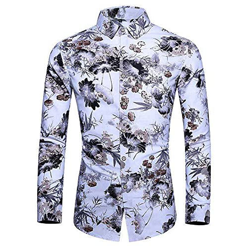 Herren Bedruckte Langarmhemden Fashion Large Size Trend Allgleiches Casual Button-Down-Hemd Top Frühling und Herbst 4XL Cover