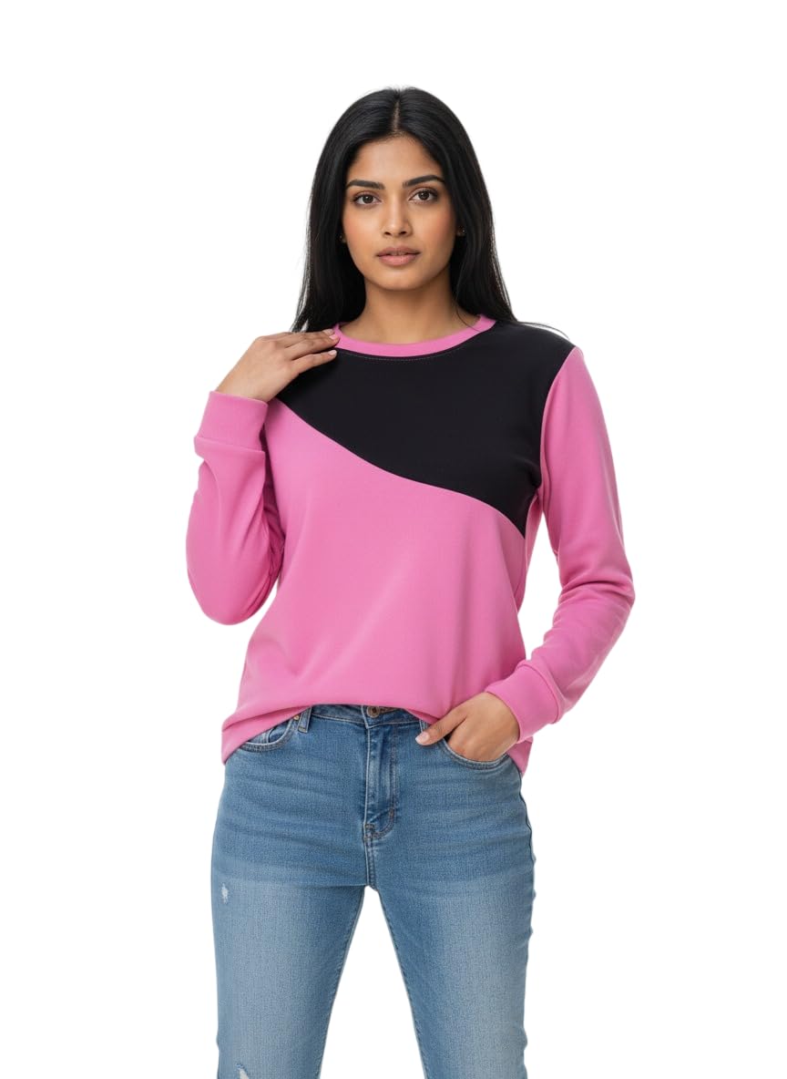 Women's Color Block Full Sleeve Sweatshirt Casual Round Neck Winter Pullover Soft Comfortable Regular Fit Stylish Everyday Wear for Office College Travel-picture-45