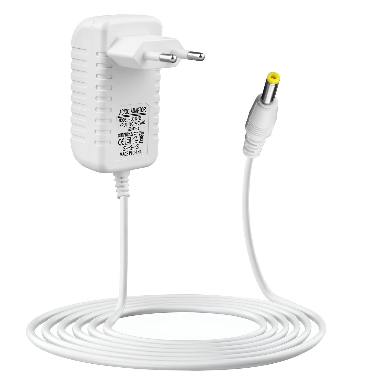 Adaptador de corriente de 15 W para Echo Dot 3e/4e/5ª generación, 1,5 m, 12 V, 1,25 A, cable cargador para Dot con reloj 3e/4e Dot Kids Edition 3e/4ª generación Show 5 (1ª 2ª) Spot Dot 3ª