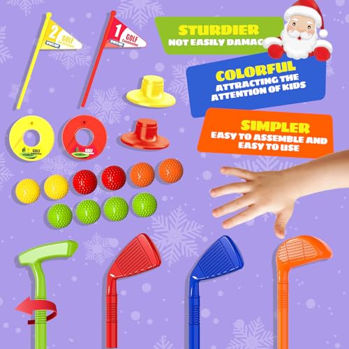 Mililier Toddler Golf Set,Kids Golf Clubs with 4 Rods,10 Balls,Quick Assembly Adjustable Cue for Little Hands,Indoor Outdoor Golf Toys Birthday for 2 3 4 5 6 Year Old - Thumbnail 4