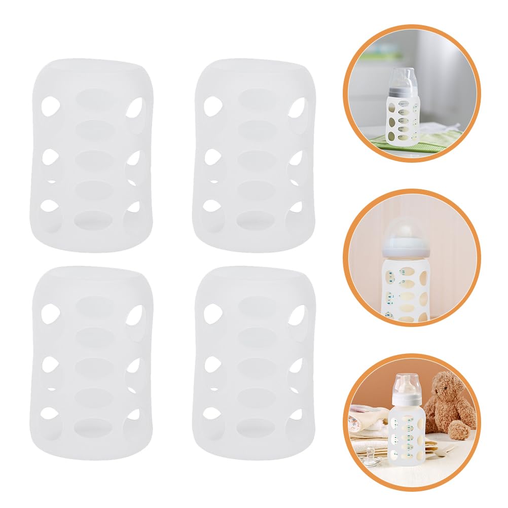 Manchon Biberon En Silicone 4 Pièces 3.35 Pouces Protection Antidérapante Et Pour Bébé Compatible Verre Et Plastique