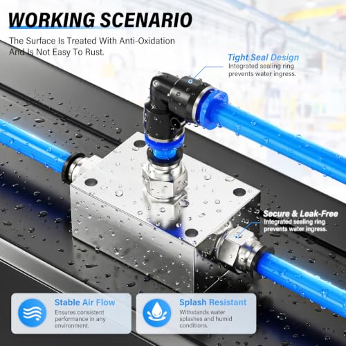 Colector de aire comprimido 1/8 TAILONZ y conectores rápidos neumáticos de derivación 5