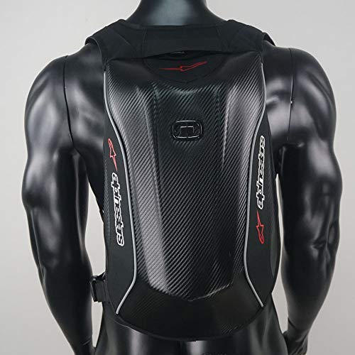 Caballero Casco Bolsa  a prueba fibra carbono duro caparazón de tortuga Mochila motocicleta