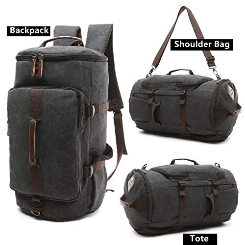 BAOSHA Canvas Weekender Travel Duffel Backpack Hybrid Hiking Rucksack Laptop Backpack for Outdoor Sports Gym HB-26(Blue)