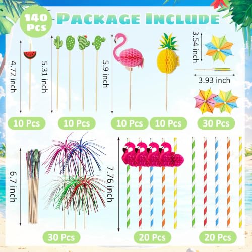 Accesorios para bebidas cocktail 140 piezas con pitillos y decoraciones miniatura 3