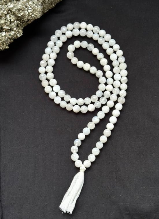 AAA+++ Grade & Quality Chandramani Mala Natural White Moonstone Mala 108 Beads Chandrakant Mani चंद्रकांत मणि Jaap Mala Rosary for Jaap & Wearing Use-picture-28