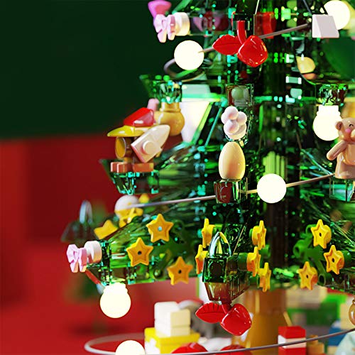 EAYOK Weihnachten Bausteine Bausatz mit Beleuchtung und Musikeffekt, 486 Teile Weihnachtsbaum Modell Bausatz, Kompatibel… – Bild 5