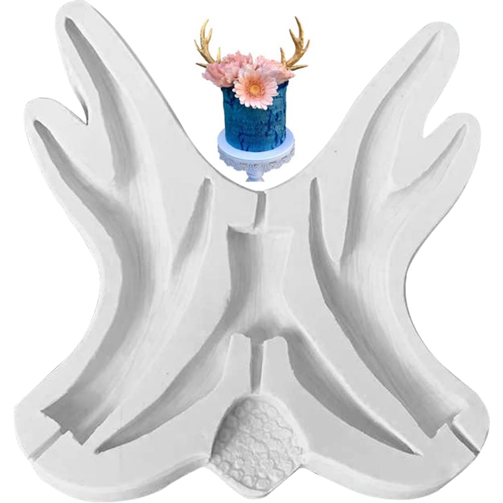 Byfri White Large Antlers Dessert Pastry Decorating Fondant Molds Sugarcraft Baking Tools Silicone Cake Moulds Biscuit Baking Tools