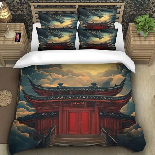 Housse de couette dragon 3D en microfibre 260x220 cm avec 2 taies d'oreiller
