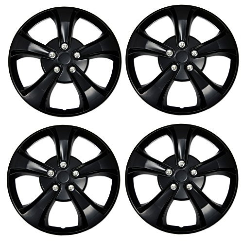 Image of WC3-15-616-B - Pack of 4 Hubcaps - 15-Inches | Black | Style 616 Style Snap-On (Pop-On) Type Matte Black Wheel Covers Hub-caps