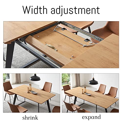 Zckycine Modern Mid-Century Dining Table Dining Table And Chairs For 6 Rectangular Wooden Dining Table Expandable Dining Table Space-Saving Multifunctional Dining Table (Table+6 Brown Chairs) #TOP1