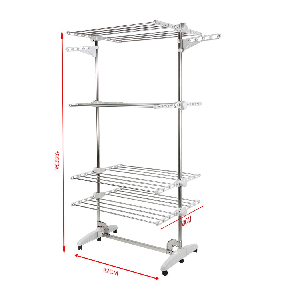 Belfoyer Wäscheständer Turm 4 Ebenen - Klappbar Mit Rollen Für Innen & Außen