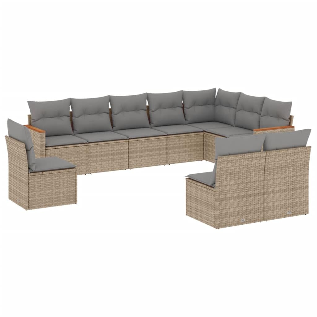Destockage mobilier de Jardin,Salon,Salon Jardin Enfant,Salon de Jardin avec Coussins 10 pcs Beige résine tresséeConvient pour Les Jardins, Les Salons et Les patios