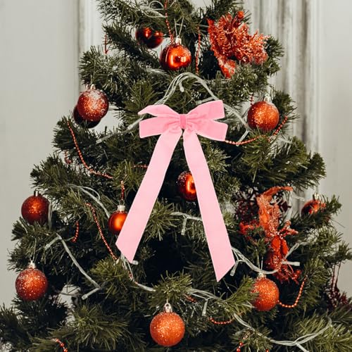 Lazos de Terciopelo Rosa Housoutil x12 para Árbol de Navidad 6