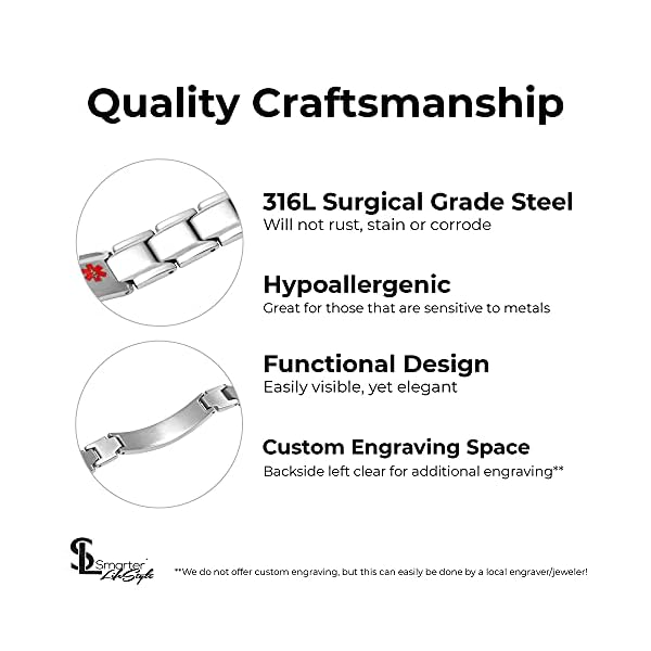 Smarter LifeStyle Elegant Medical Alert Bracelets for Men, Surgical Grade Steel Medical ID Bracelets for Men, Medical Bracelets for Men Do Not Resuscitate Bracelet (DNR Bracelet) - Image 3