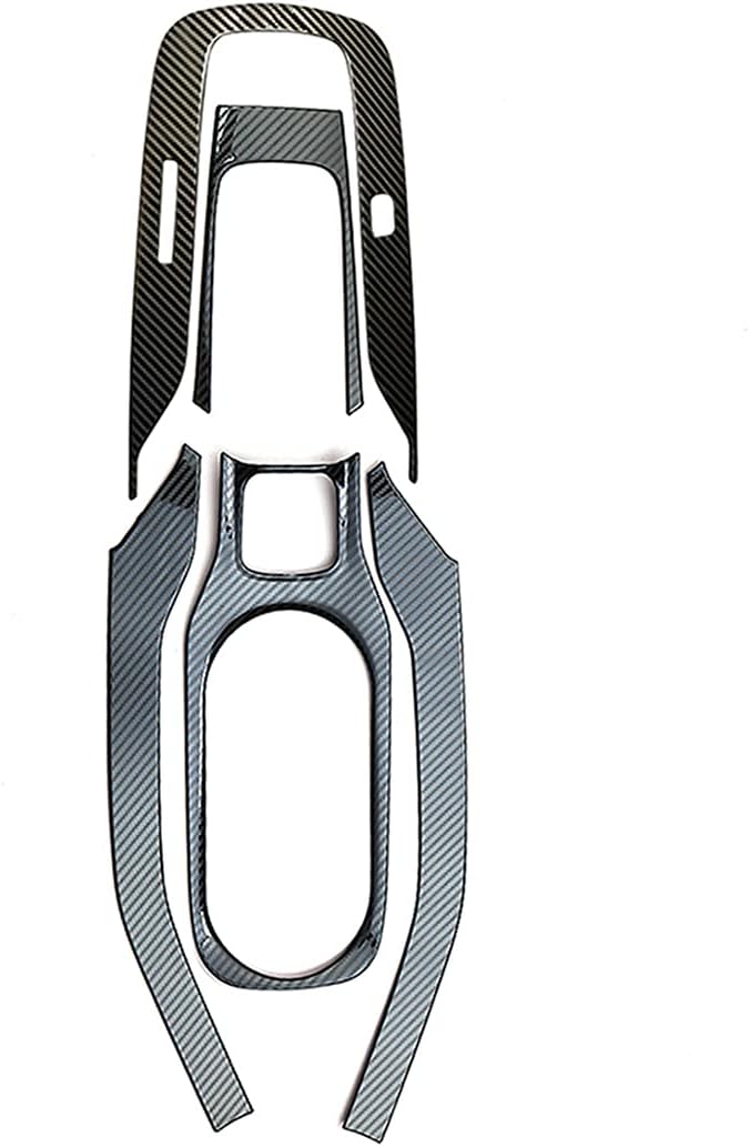 ruihe 5pcs Carbon Fiber Pattern Stainless Car Gear Shift Knob Console Panel Trims Cup Holder Frame Cover Compatible with Fit for Toyota Corolla 2019 2020 2021 2022 Hybrid Version