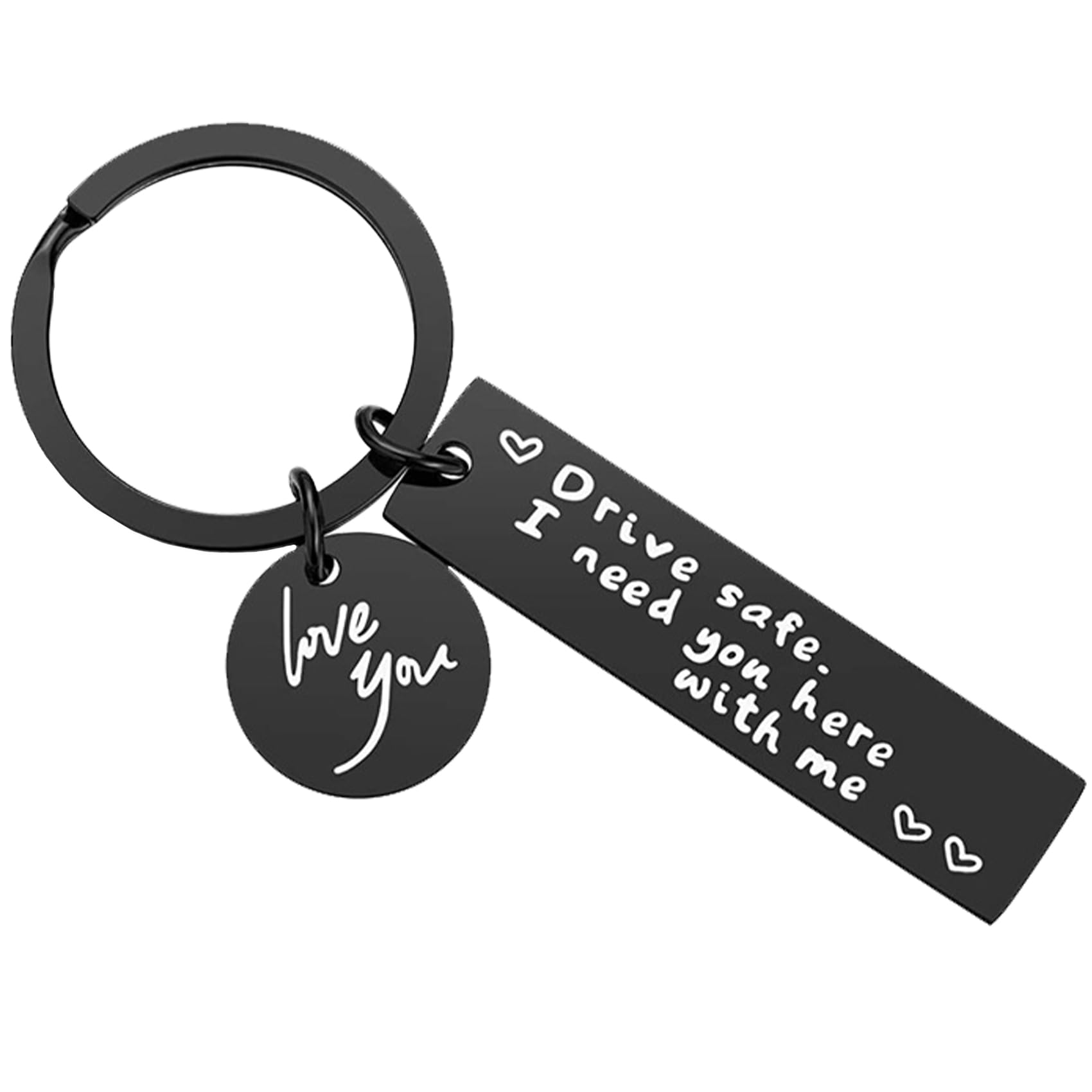 Maomaocha Unisex Black Drive Safe Keychain Love You I Need You Here With Me Keychain Gifts Funny Father's Day Valentine's Day Keyring Gift For Boyfriend Husband Dad