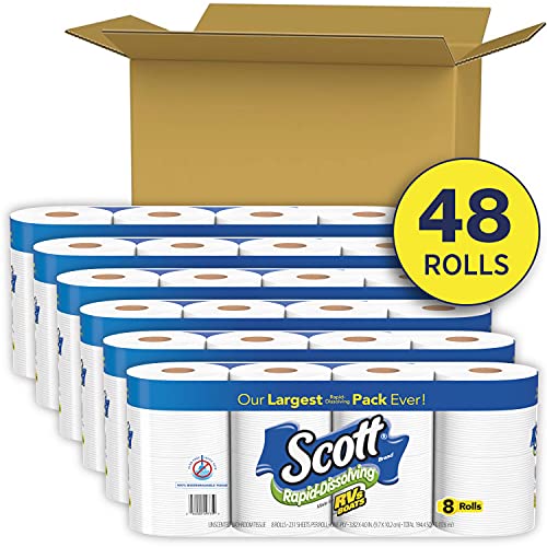 Scott Rapid-Dissolving Toilet Paper, 48 Double Rolls (6 Packs Of 8) = 96 Regular Rolls, 231 Sheets Per Rolls #TOP1