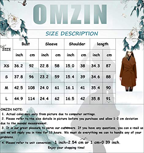 Omzin Women's Tie Belt Lapel Fit Pea Coat Winter Midi Classic Coat Army Green M #TOP2