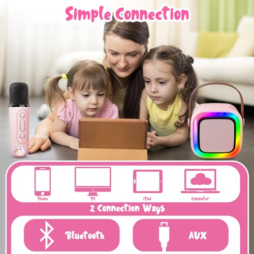 Karaoke Machine for Kids, Portable Karaoke Machine with 1 Microphone Wireless, Family Party Game Toys for Ages 3 4 5 6 7 8 9 10 11 12 Year Old Toddler Boys Girls Kid Christmas Birthday Gifts