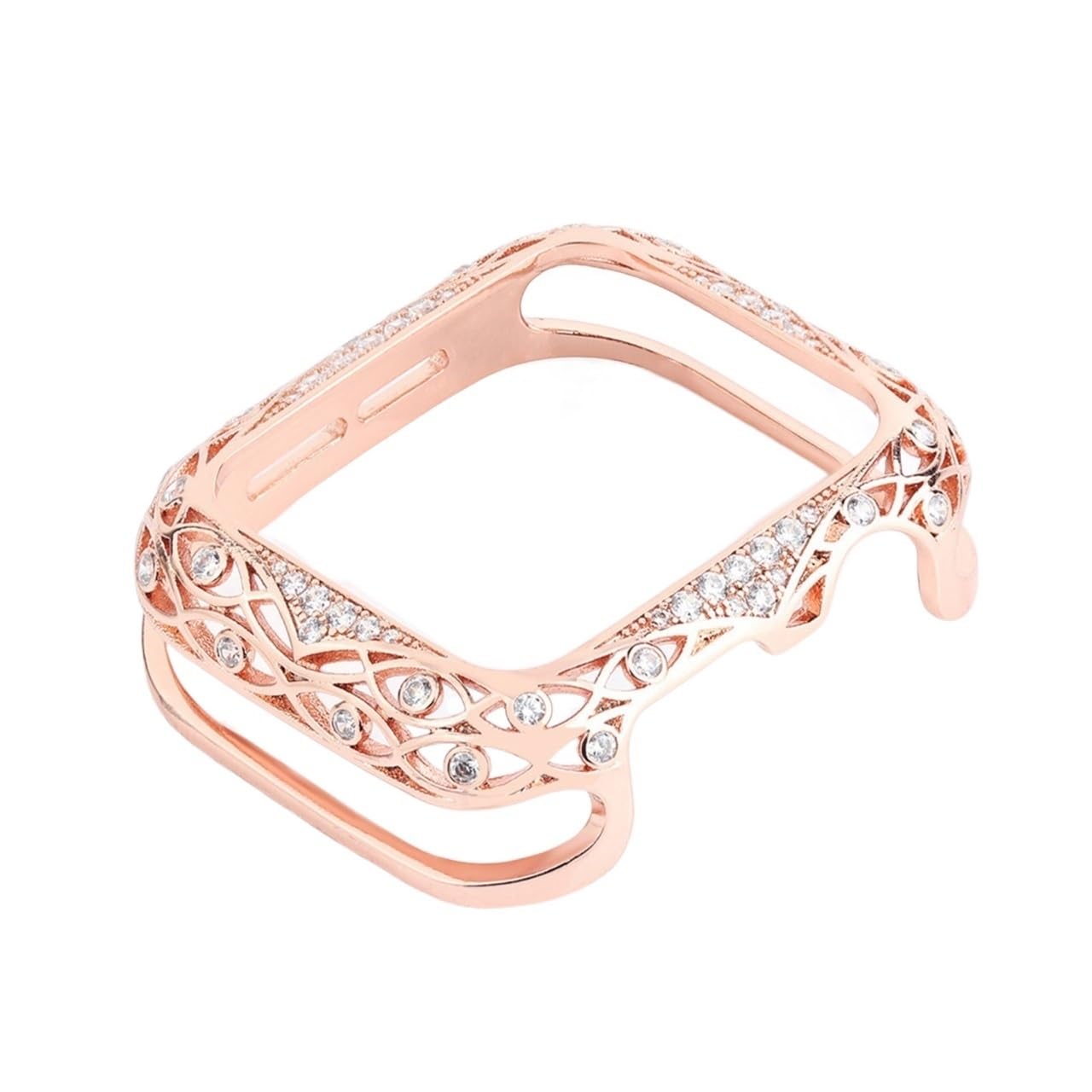 Luxuriöse Schutzhülle für Apple Watch für Damen, Metall, geschnitzt, 38 mm, 40 mm, 42 mm, 44 mm, 41 mm, 45 mm, Schutzhülle 7/SE/6/5/4/3/2/1, Diamant-Uhrengehäuse