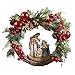 Autom Artificial Greenery Christmas Holy Family Nativity Wreath for Door, 15 Inch