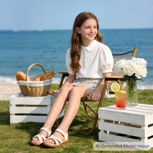Image of Felix & Flora Toddler Girl Sandals - Little Girl Easter Dress Shoes Lightweight Open Toe Beach Holiday Flats
