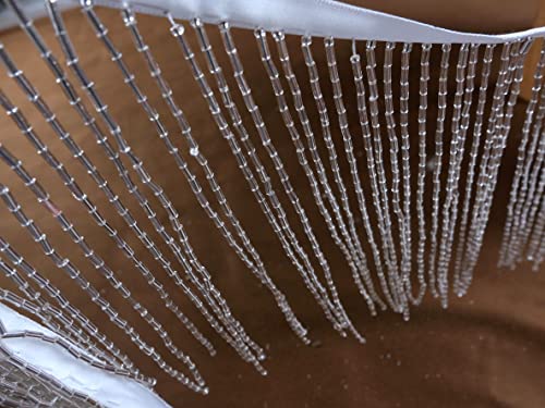 Labellezalady 12 In Wide Silver Glass Beaded Ribbon Tassel Fringe Trim 1 Yards Long For Crafts Diy Dress Clothes Decoration #TOP5