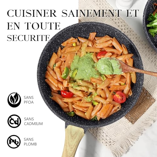 Poêle antiadhésive saine sans PFAS GiPP en granit gris avec manche isolant - 5