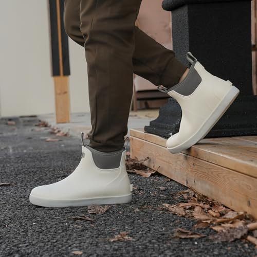 RIUETAR Botas masculinas com forro felpudo, botas de pesca de borracha no tornozelo para homens, bot