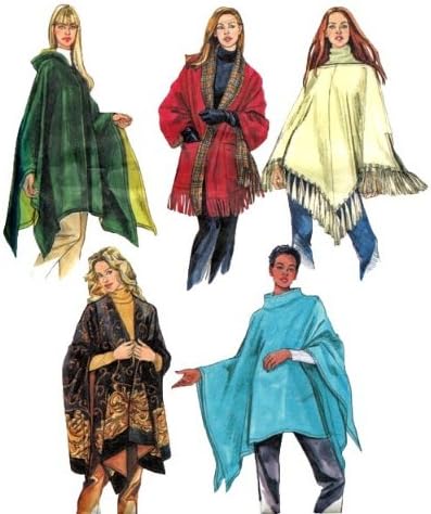 MCCALLS 4228 MISSES PONCHOS & REVERSIBLE HOODED PONCHOS AND WRAPS (SIZE X-SMALL, SMALL, MED) SEWING PATTERN