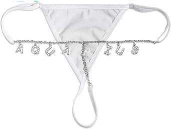 Custom Thong with Name & Text Waist Chain for Women, Sexy G-string Underwear Personalized Crystal Waist Chains Letter Body Chain Briefs Jewelry for Her...