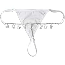 Custom Thong with Name & Text Waist Chain for Women, Sexy G-string Underwear Personalized Crystal Waist Chains Letter Body Chain Briefs Jewelry for Her...