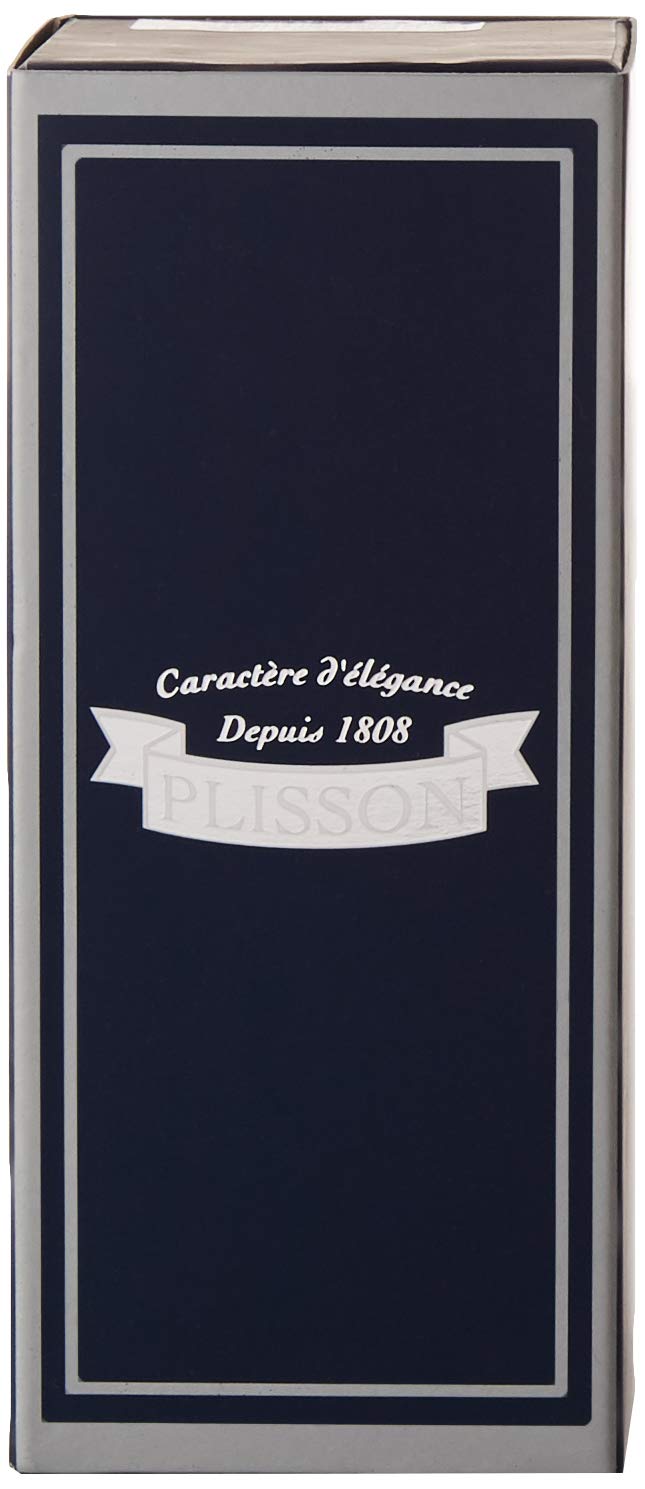 Plisson - Pennello da barba classico, pennello sintetico in fibra bianca di alta qualità - Manico blu notte - Dimensione 12 Standard - Comfort e morbidezza - Produzione francese