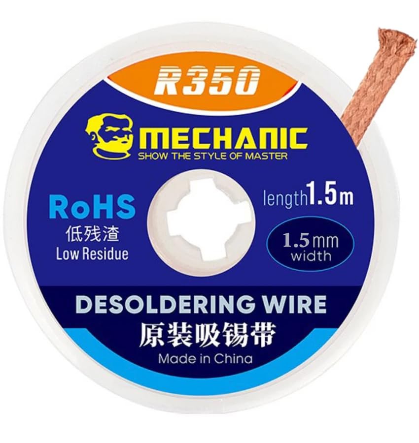 Buyyart New 1Pcs Mechanic R350 Solder Iron Wick Remove De soldering Wire 1.5mm Width 1.5m Length Flux Bga Motherboard Repair Tools (B0CPWBSNF4) Amazon Price History, Amazon Price Tracker