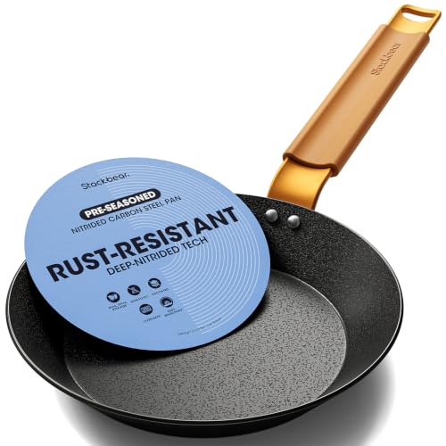 Image of 8 Inch Preseasoned Carbon Steel Frying Pan, Snowflake Texture