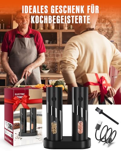 Homtronic Salz und Pfeffermühle Elektrisch 2er Set, 110ml Große Kapazität – Ansicht 8