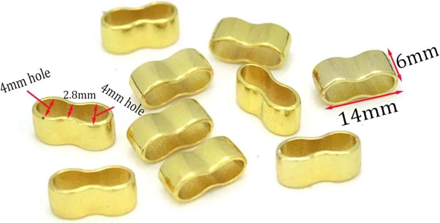Dnyucen Spacer Beads 300PCS Slider Spacer Charms Bead Metal Large Hole Beads Accessories Fit 4mm Leather Bracelet(Gold)