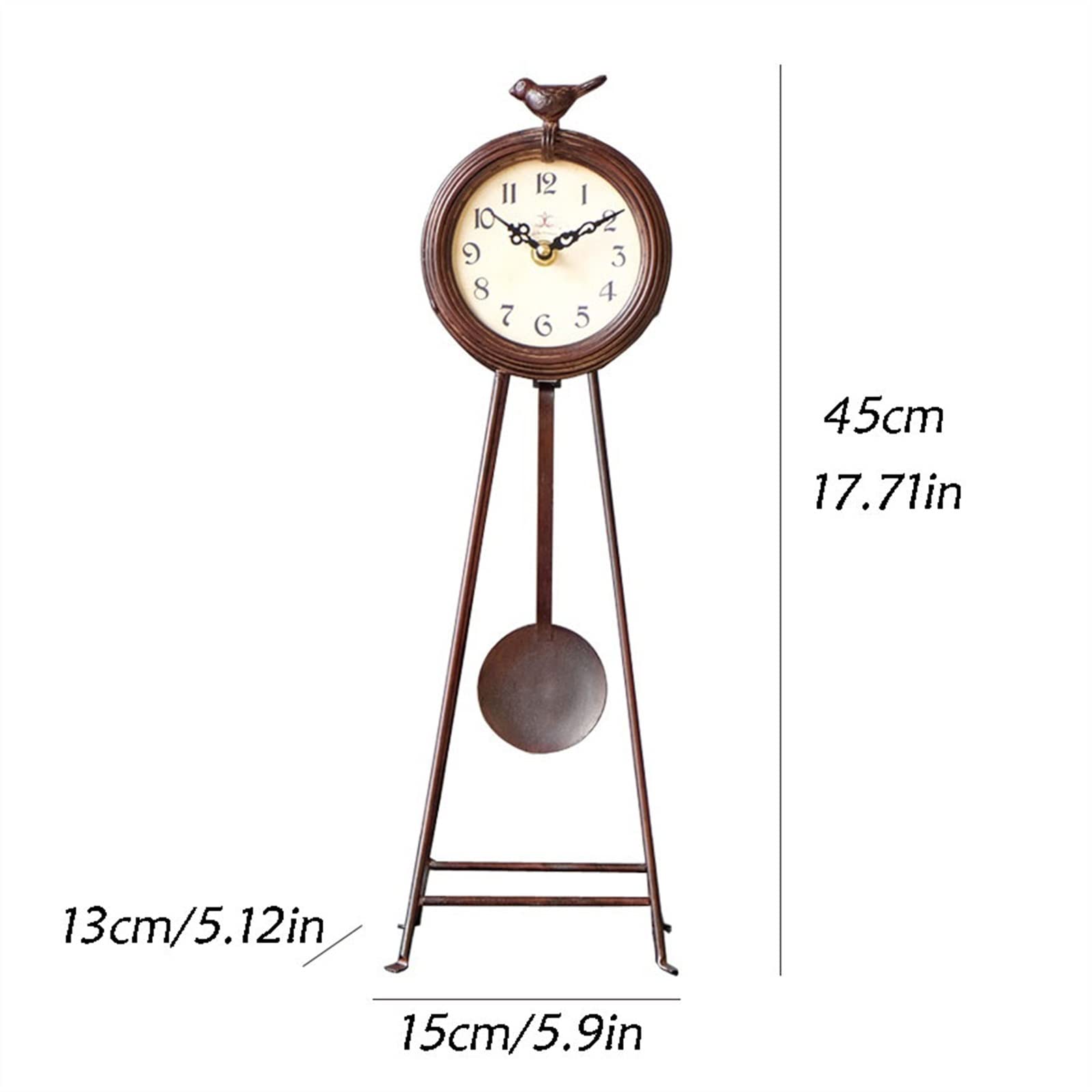 Décorative Horloge rétro en Fer décoration créative Chambre Salon Oiseau modèle Horloge de Bureau décoration nostalgique pour Bureau Chambre Table