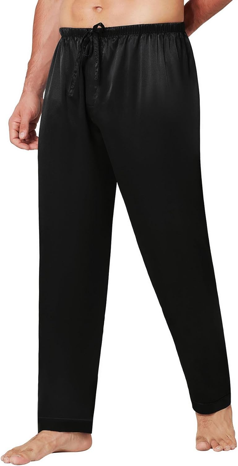 Lonxu Mens Satin Pyjamas Pants Sleep Bottoms Lounge Pants S~4XL - Image 4