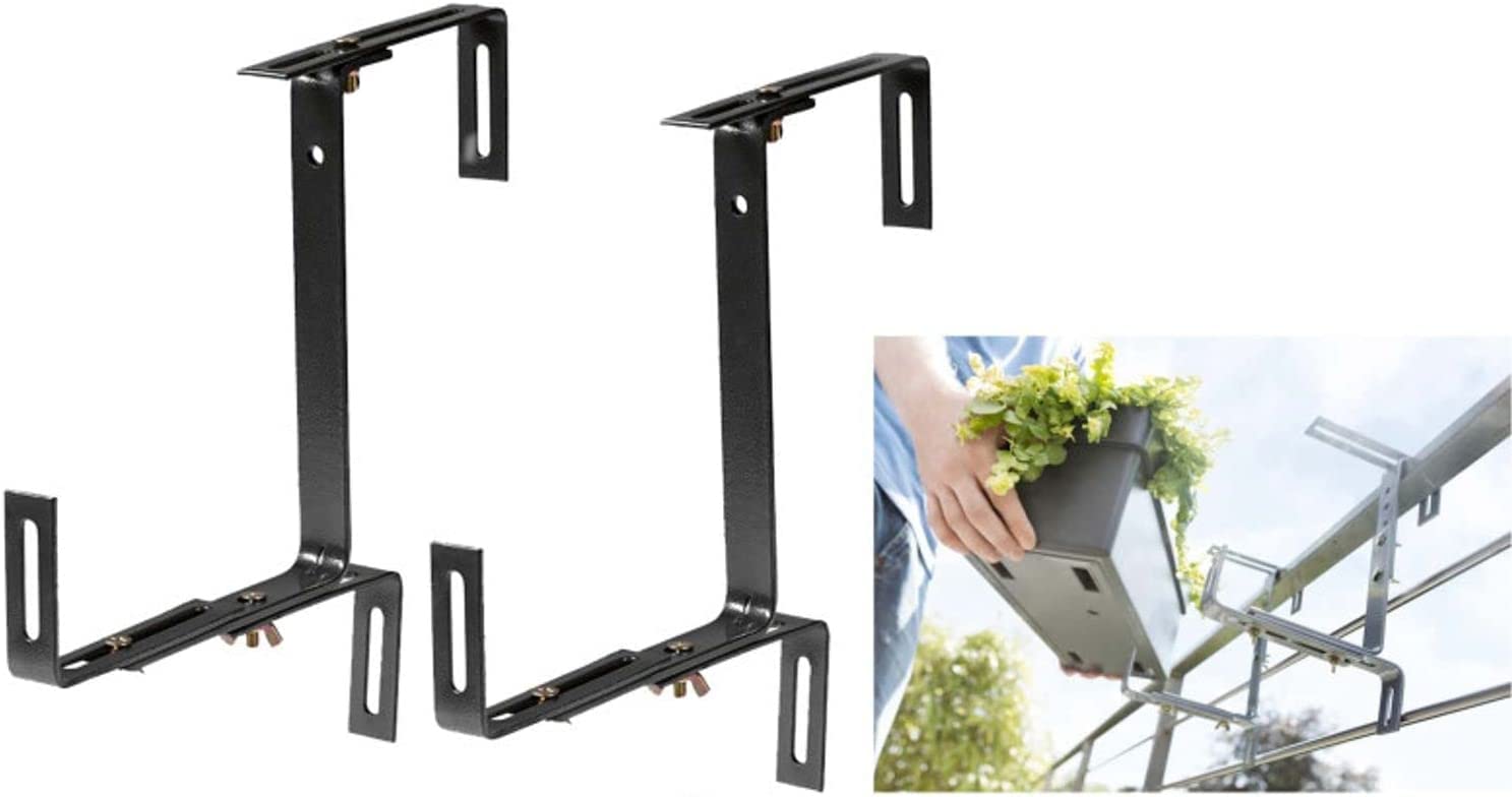 Blumenkastenhalter Grau 8er Set Balkonhalter Geländerhalter ohne Bohren | BURI, Geländerhalterung, wetterfest, universell, stabile Befestigung, Brüstung, Kunststoff, langlebig, einfache Montage