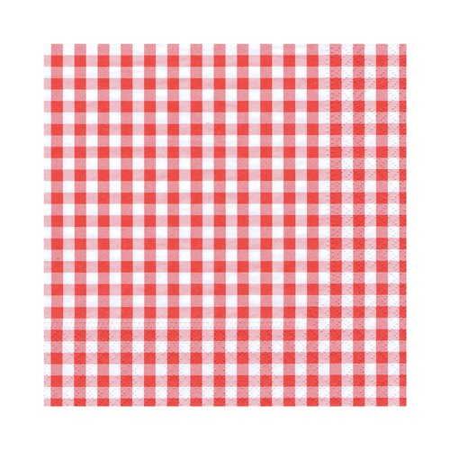 Servilleta Con Impresión Cuadro Vichy Rojo 25x25 cm 20 unidades - PAPSTAR