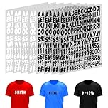 8 Sheets 1328 Pcs Iron on Letters for Fabric, Small Iron on Letters with A-Z, Vinyl Letters 1 Inch Black Heat Transfer Letters for Fabric, Clothing T-Shirt Printing DIY Craft(Black + White)