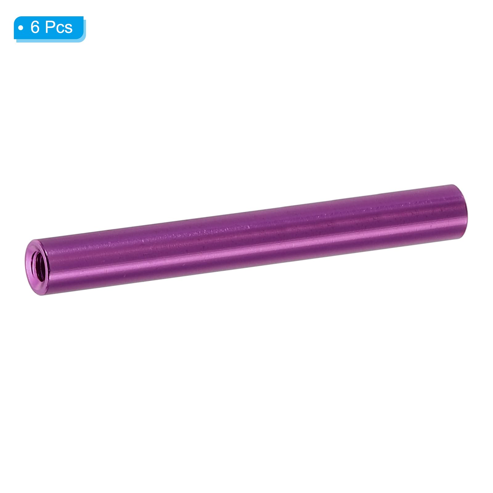 PATIKIL 6pcs M3 Metal Threaded Standoff Spacer Nuts, Round Aluminum Spacers Female Coupling Screws, 1/8" ID x 3/16" OD, Purple 3x5x45mm - Image 3