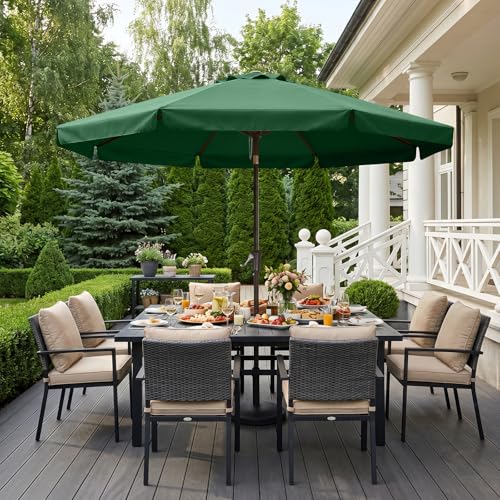 Image of ABCCANOPY 9ft Scalloped Patio Umbrella, Outdoor Table Umbrella with Tilt and Crank, Fiberglass Ribs Deck Umbrella for Patio, Pool, Garden, Picnic (Green)