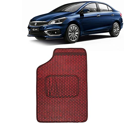 Image of Kingsway Dotted Design Car Floor Foot Mats Universal Fit for Maruti Suzuki Ciaz, Model Year : 2018 Onwards, Water and Dustproof, Color Red, Set of 5 Pieces