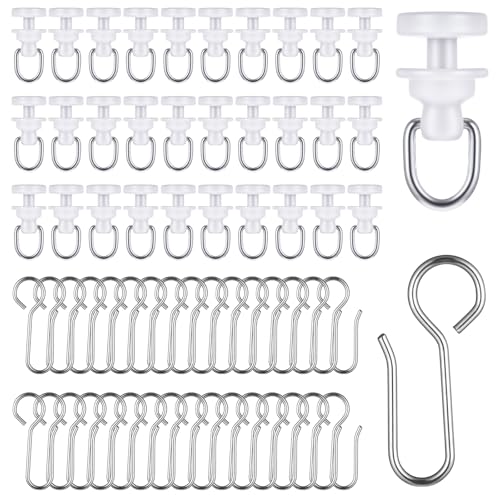 100 Pcs Curtain Track Gliders Hooks 50 Plastic Curtain Tracks