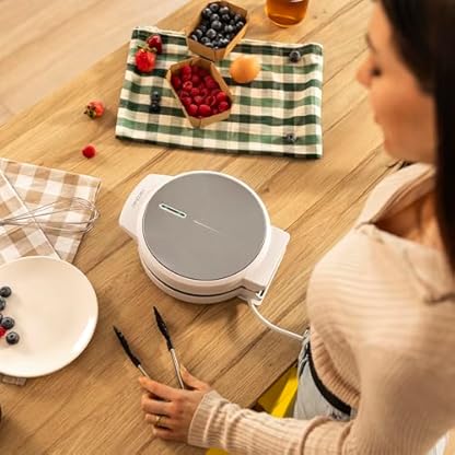 Cecotec Elektrisches Waffeleisen Fun Gofrestone Round 1000 W, Edelstahl-Oberfläche, 1-5 Waffeln, Herzform oder 1 große Waffel, Antihaftbeschichtung, gleichmäßige Garung, Leuchtanzeige – Bild 4