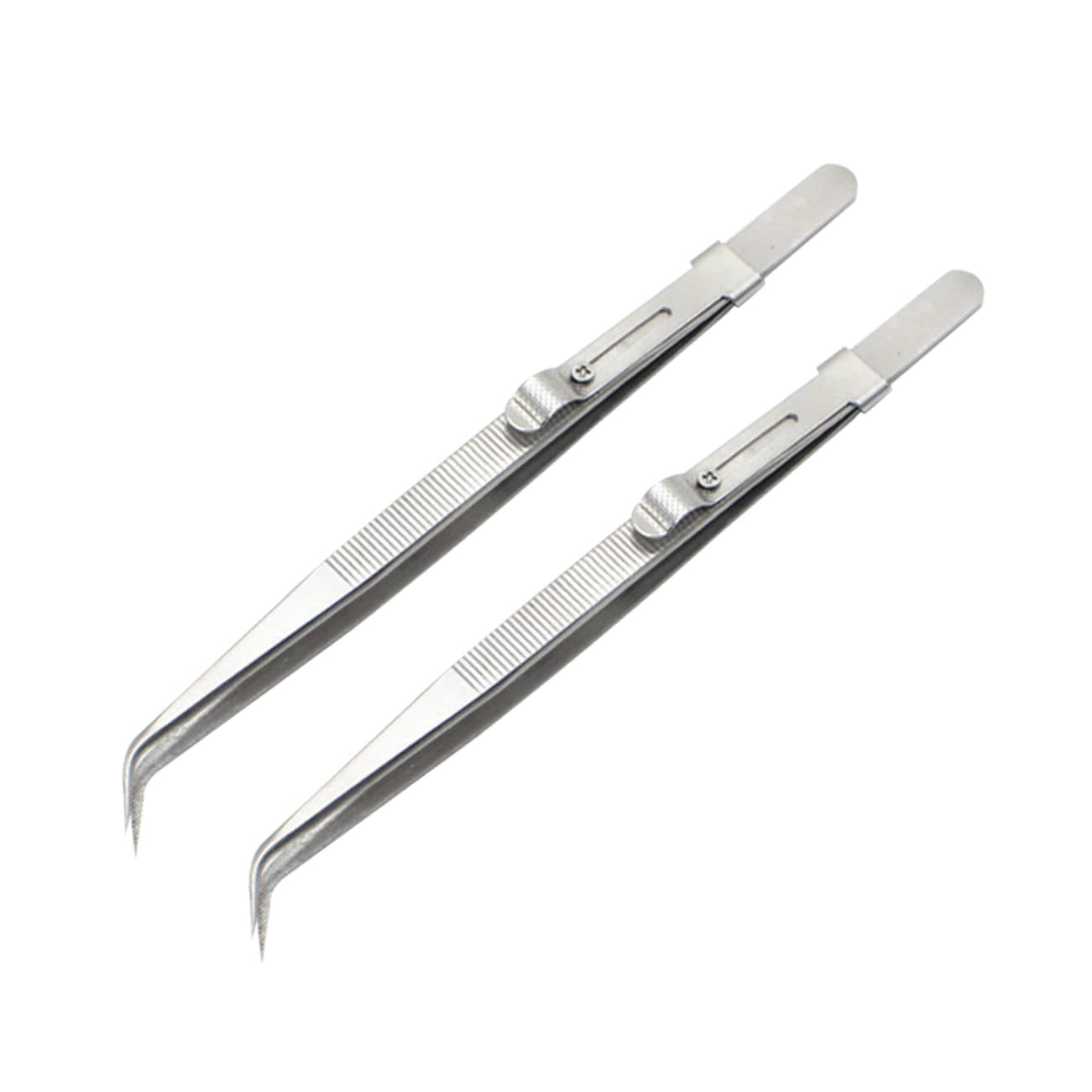 FRCOLOR Set of 2 Steel Tweezers Precision Clamping Tweezers Professional Kit Ideal for Jewelry Repair and Diy Projects